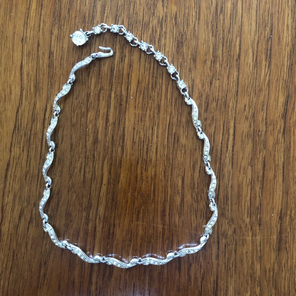 Vintage Bogoff Rhinestone Necklace, 13-16" long